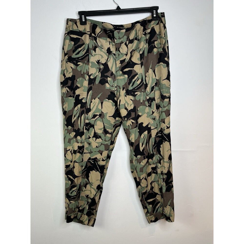 Chicos Linen Lyocell Botanical Camo Print Pants Size 2.5 US 14